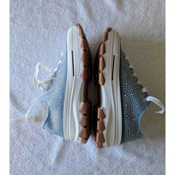 NWOT   Top Moda rhinestone platform lace-up sneakers   Sz  8.5 - Picture 7 of 8